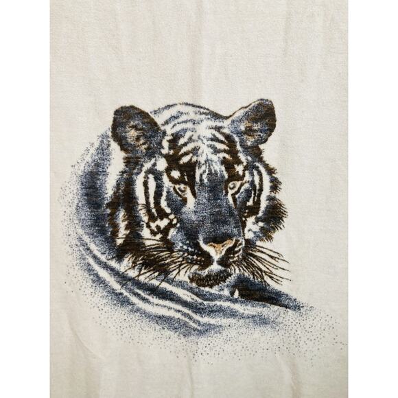 Vintage Plush Blanket Tiger Lion Face Brown Tan Reversible RARE Biederlack Style - Picture 4 of 16